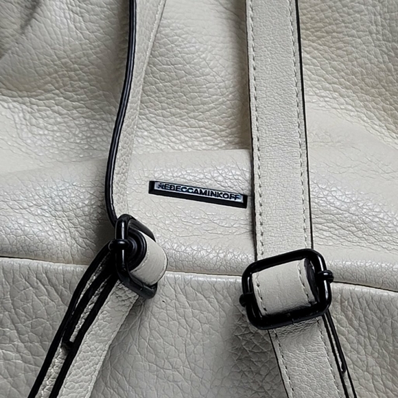 Rebecca Minkoff Julian Gray Leather Medium Backpack Pebbled White - Picture 8 of 12
